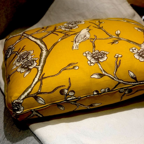 Contemporary Yellow Birds & Branches Throw Cushion - Picture 3 of 3